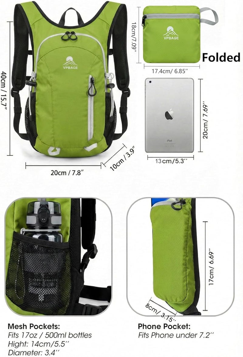 VPBAGE Store Foldable Small Hiking Backpack with 3 Strap Pockets – Lightweight 300D Spill-proof Daypack for Men Women – Packable Small Travel Backpack with Chest Strap & Trekking Pole Holder – Durable Outdoor Bag - Image 5